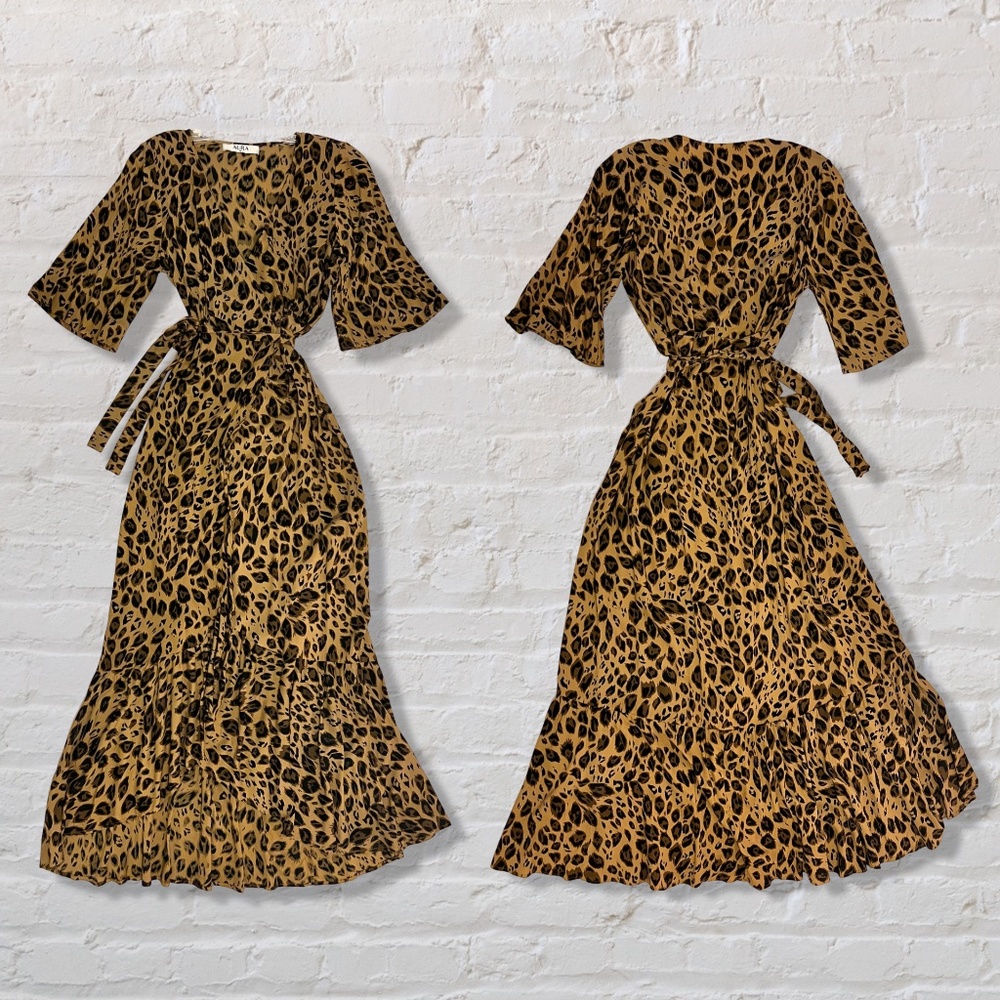 Animal Print Wrap Dress
